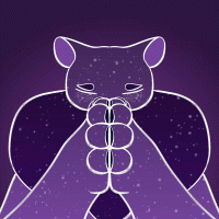 Animated purple bear holding a star in paws.
